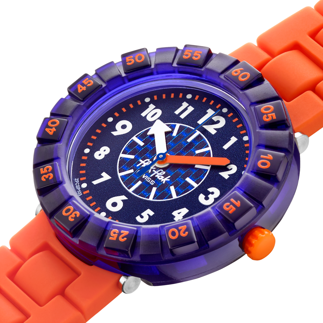 Orologio Flik Flak - OrangeBrick - Blu - 37mm - Arancione - FCSP103