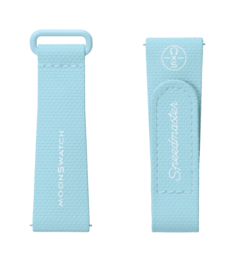 View of product MOONSWATCH LIGHT BLUE/WHITE RUBBER