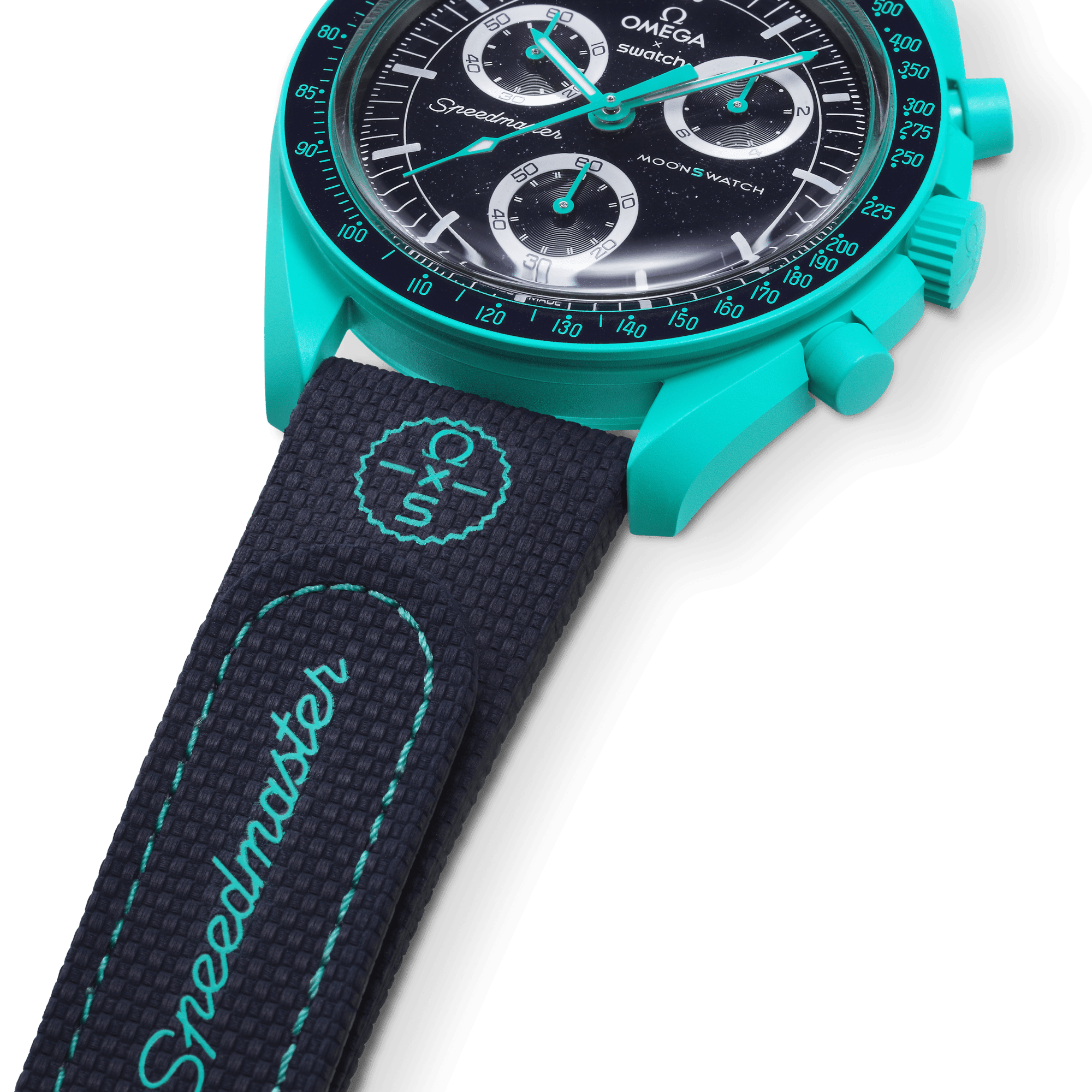 "MOONSWATCH DARK BLUE/TURQUOISE RUBBER" Gallery Image #3