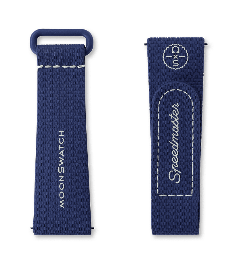 View of product MOONSWATCH DARK BLUE/WHITE RUBBER