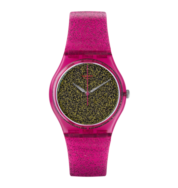 Swatch Rose Sparkle | Ironie Moyenne | Bracelet En Silicone Pailleté Or Rose  | YLS220 - First Class Watches™ FRA