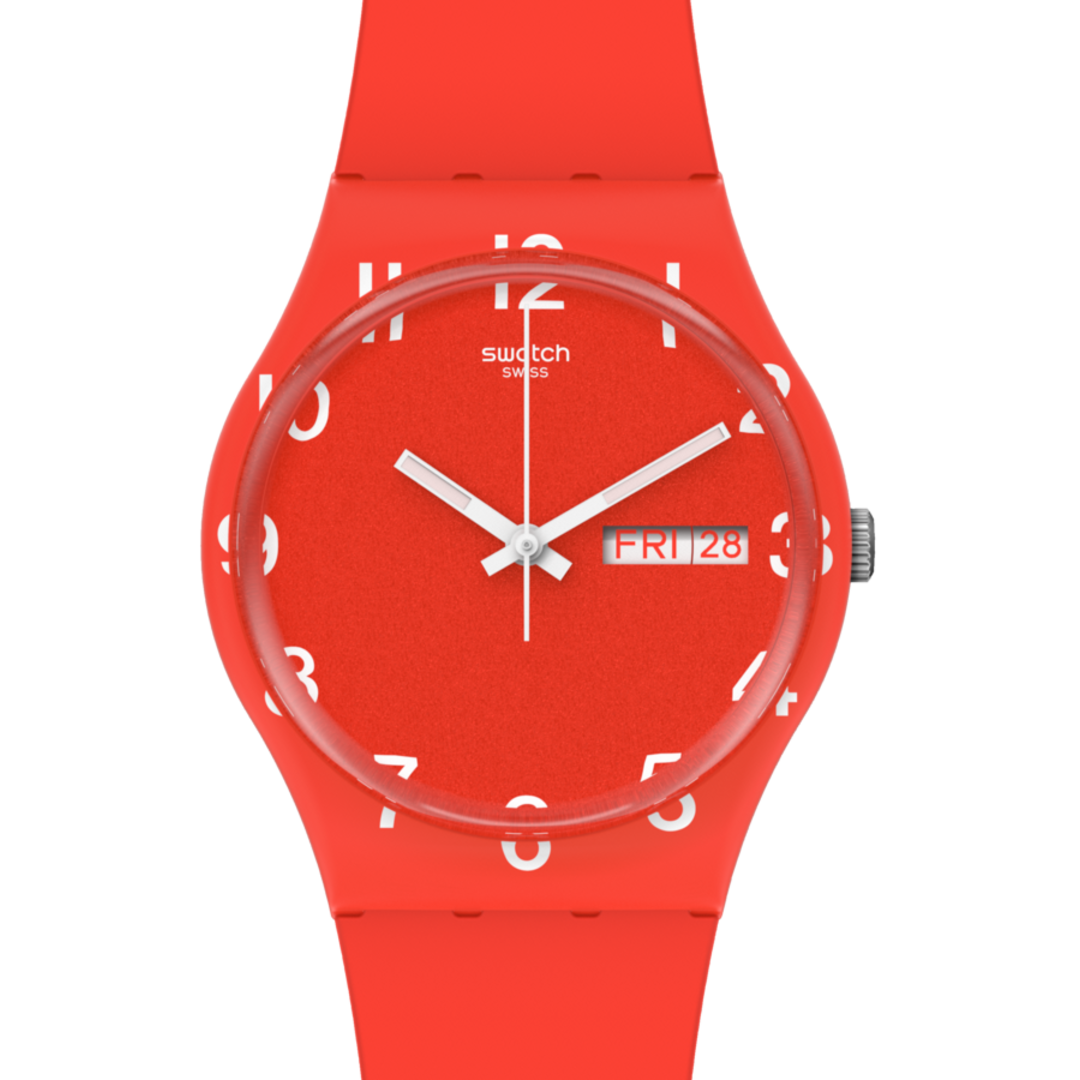 Swatch red and silver watch blog.knak.jp