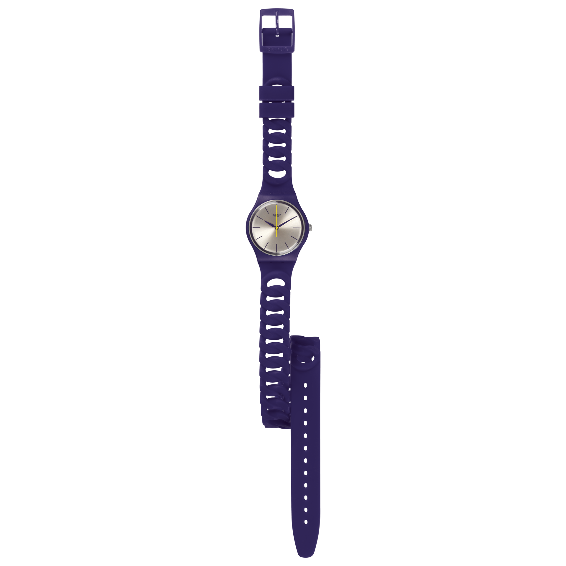 Swatch Purpbell Womens Wrap Watch 34mm Silver Dial Purple GV127 New Battery Swatch Fun in Blue Green Dial Blue and Purple Silicone  main image 4