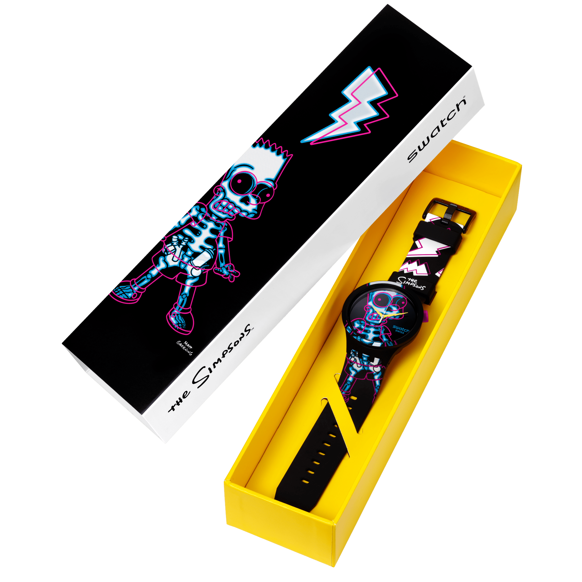 アナログ腕時計 SWATCH [Headquarters] The Simpsons AYE CARUMBOO SB01Z105 AYE CARUMBOO - SB01Z105 | Swatch® United States