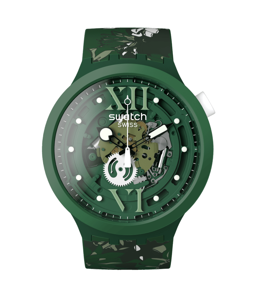 Color camo x swatch watch