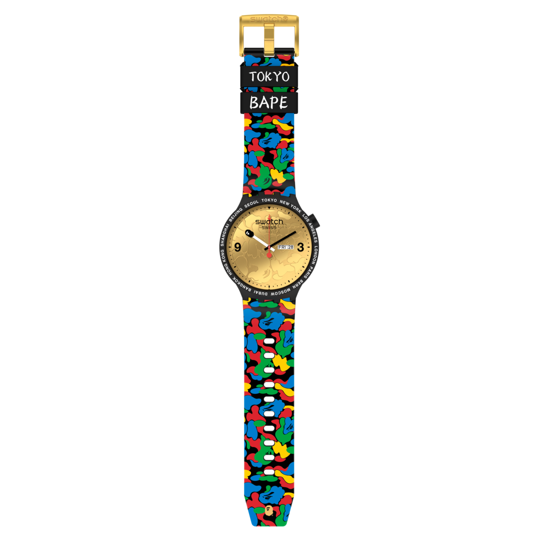 Color camo x swatch watch