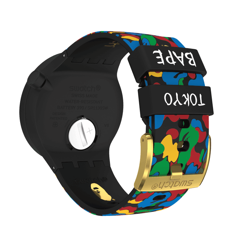 Swatch x bape tokyo black multi camo sale