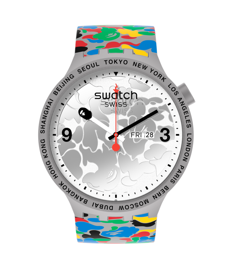 Color camo x swatch watch