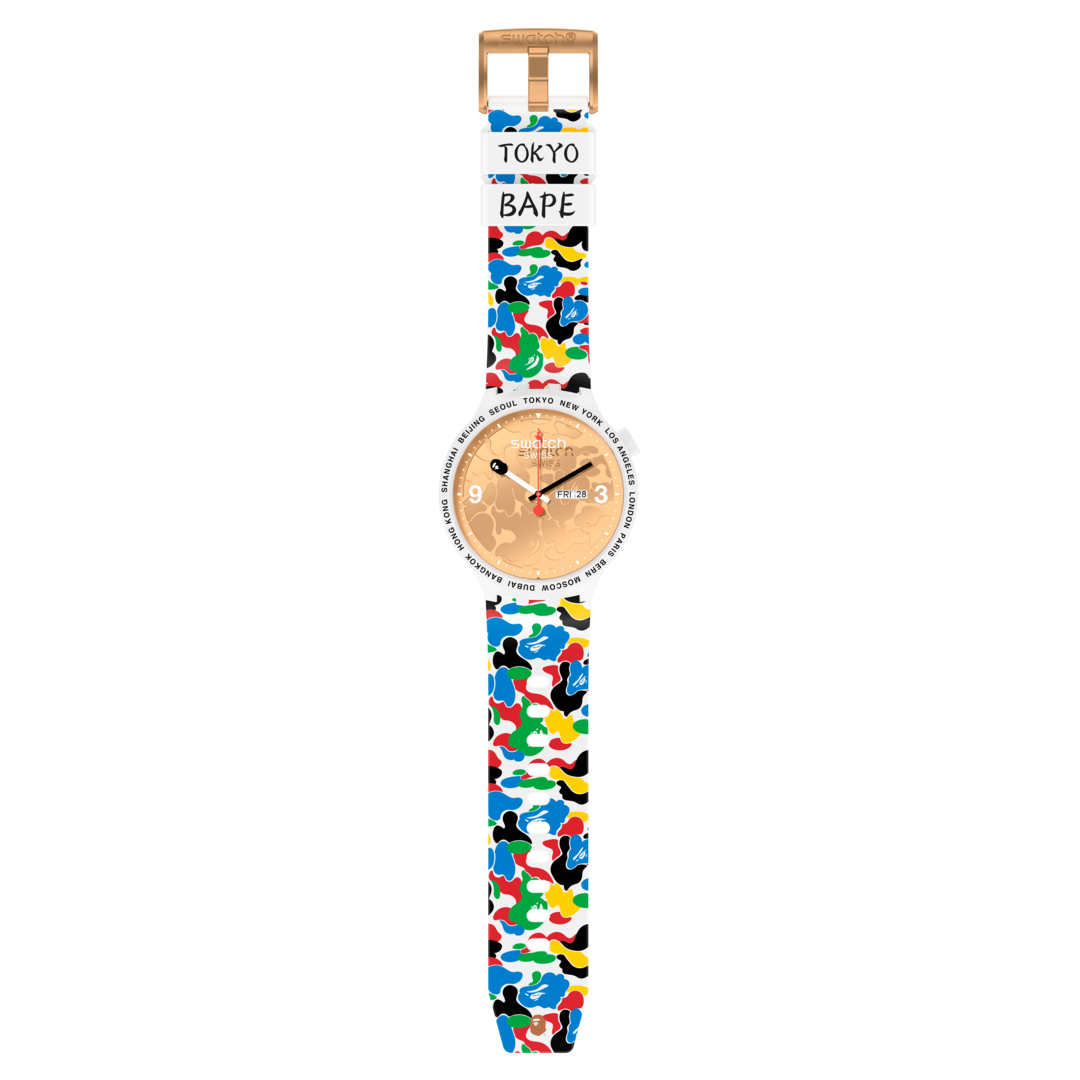 時計[数量限定]SWATCH X BAPE 東京ホワイトマルチカモ