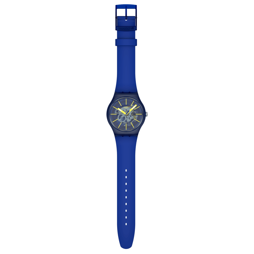 Swatch Navy Blue Sport Watch with Lime Green Accents Swatch Neon Green Rebel Watch SR1130SW Silicone Band Blue | eBay main image 4