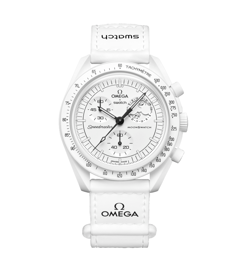 OMEGA Swatch Speedmaster ホワイト MISSION TO THE MOONPHASE - SO33W700 | Swatch® United States
