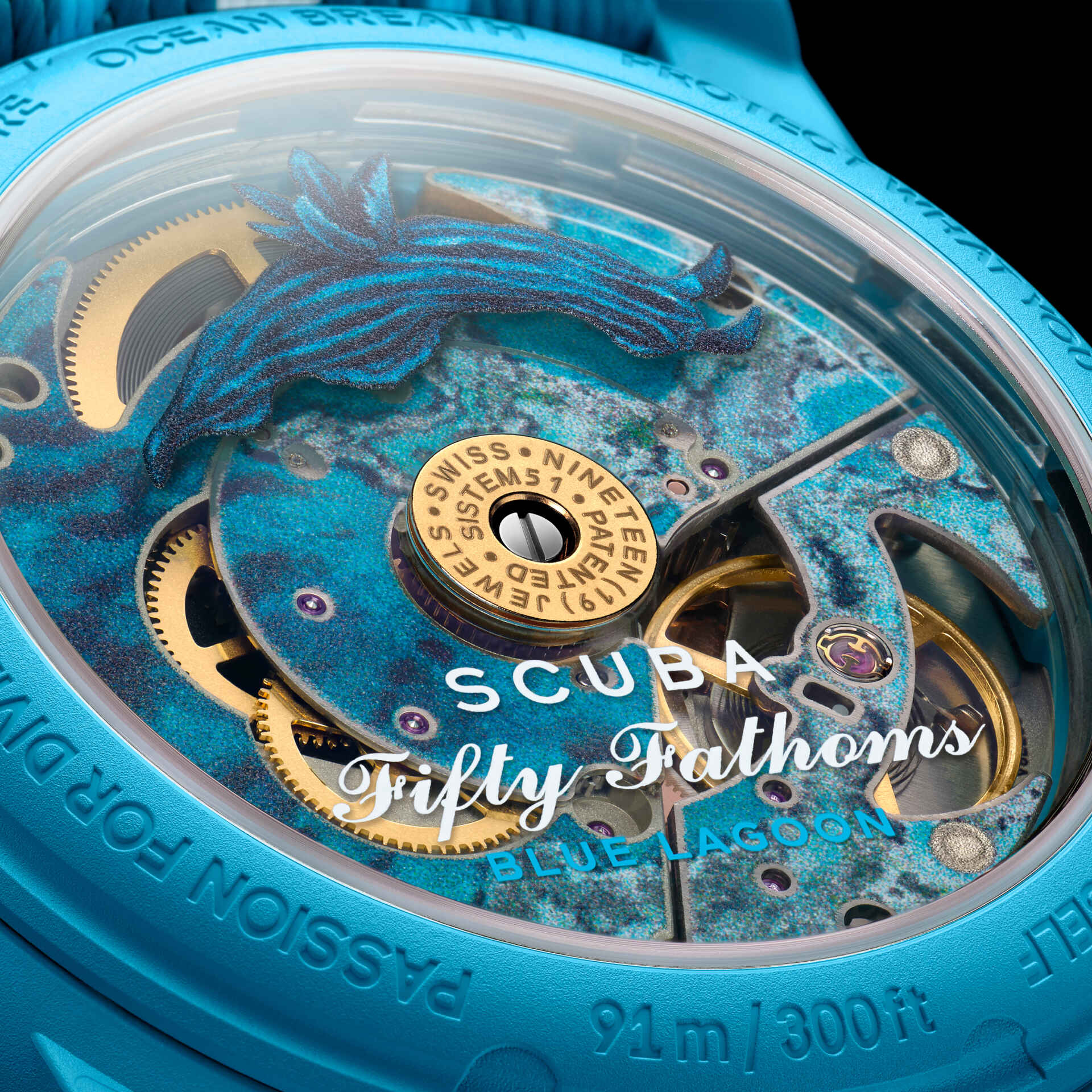 BLUE LAGOON - SO35L400 | Bioceramic Scuba Fifty Fathoms | Swatch® 台灣