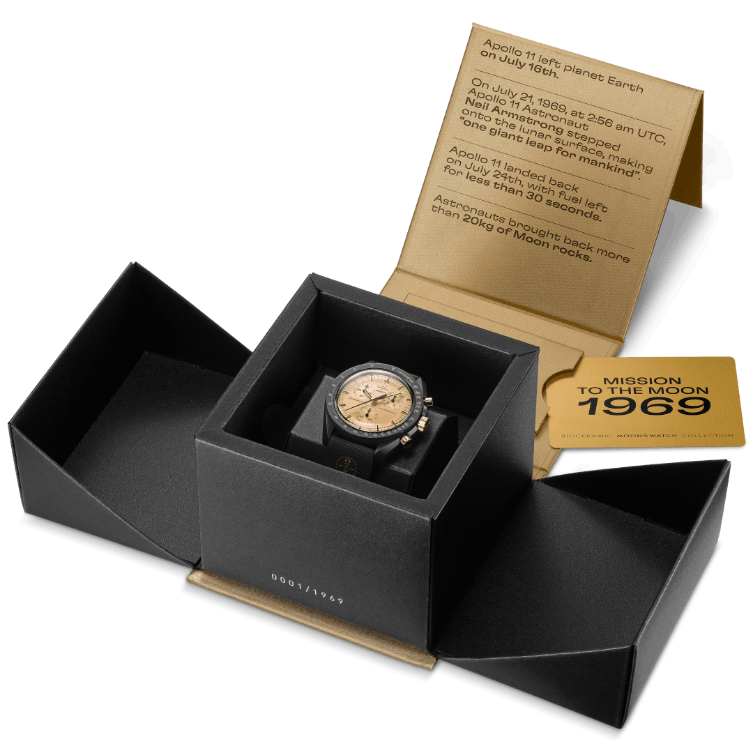【新品】moon Premium Edition 18金使用のMISSION TO THE MOON 1969 | Bioceramic MoonSwatchコレクション