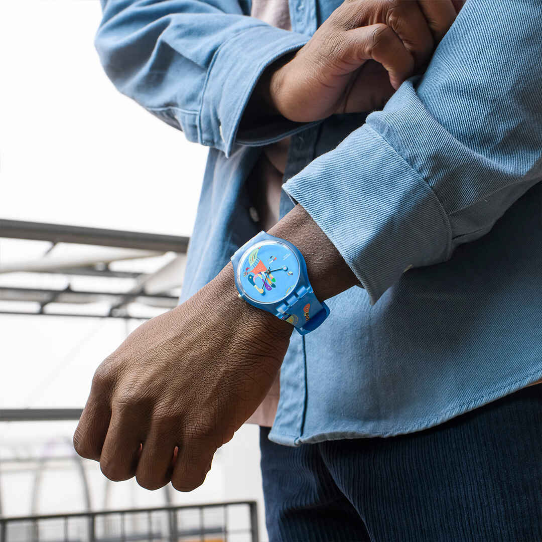Swatch Reloj unisex SUSZ100 Originals con pantalla analógica de cuarzo  suizo azul, Azul, Cronógrafo