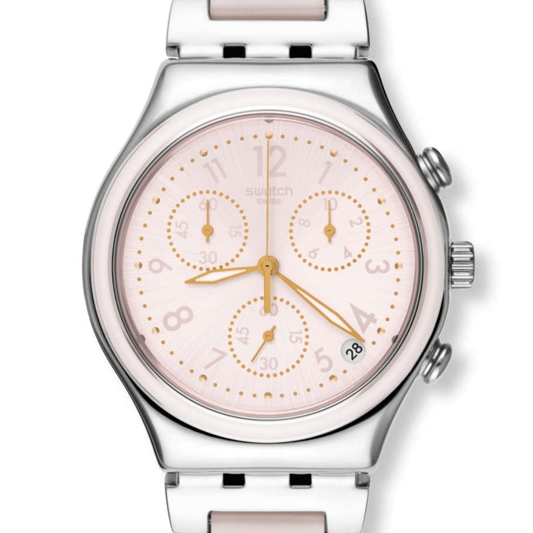 Reloj Swatch Mujer Dreamnight Rose Ycs588g Cronógrafo Acero