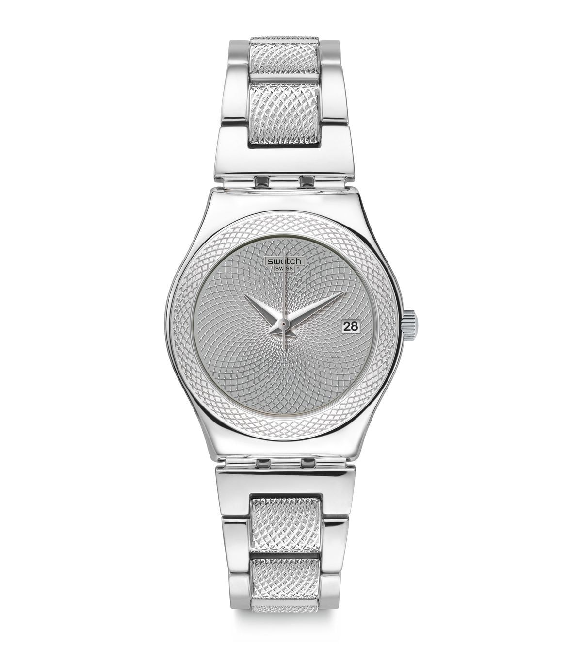 swatch silver watch