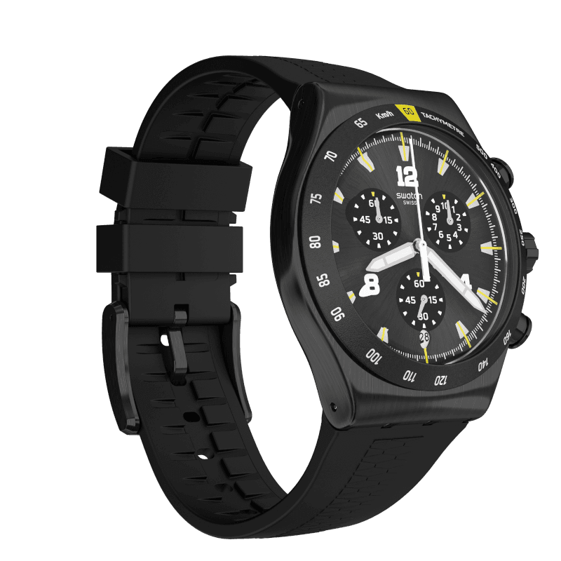 Swatch Chrononero cronógrafo esfera negra reloj para hombre YVB405, Negro  -, Ironía