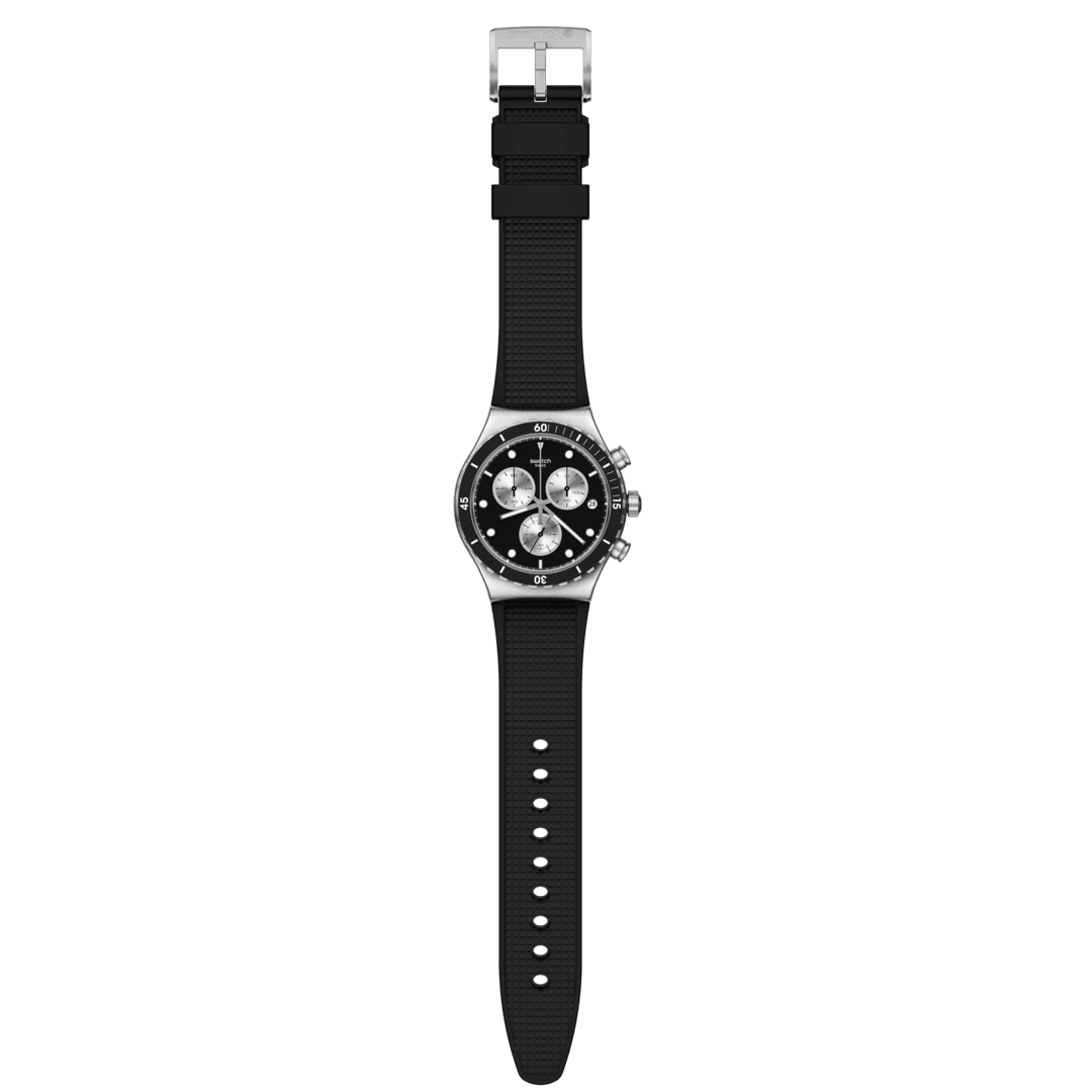 Reloj Swatch YVS487 Dark Irony malla de silicona para caballero cronógrafo  y calendario